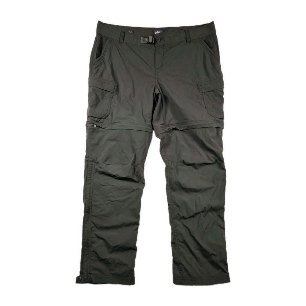 REI Co-op Sahara Convertible Hiking Pants Womens 16 Petite Olive Relaxed Zip Off